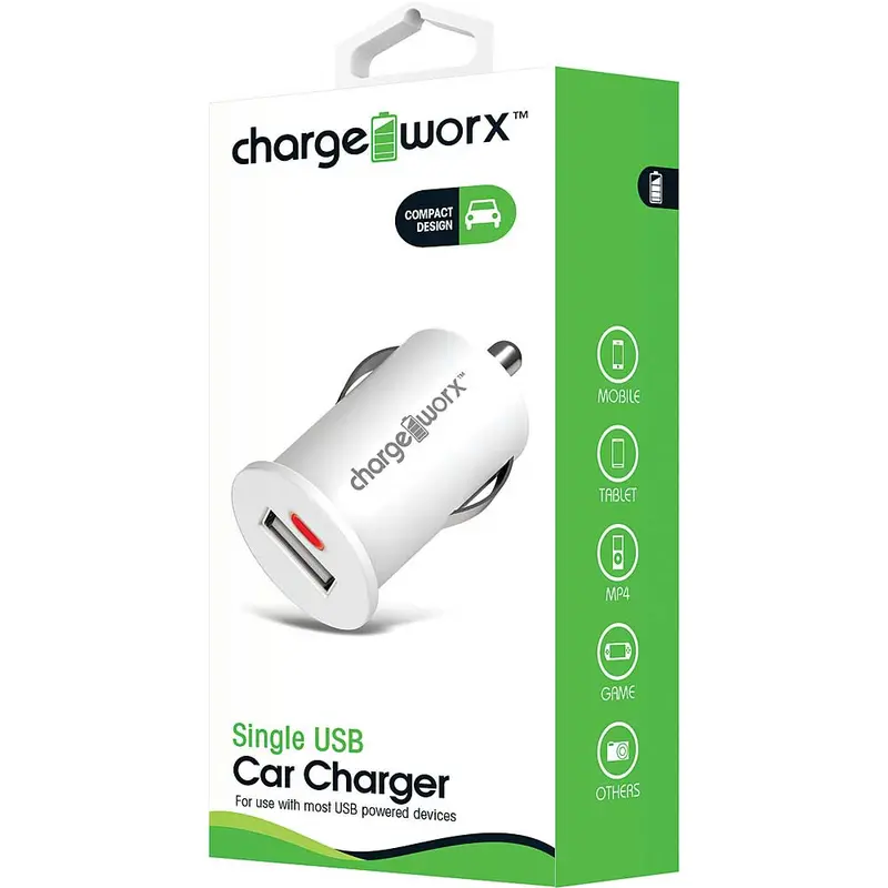 Single Usb Car Charger, White 1