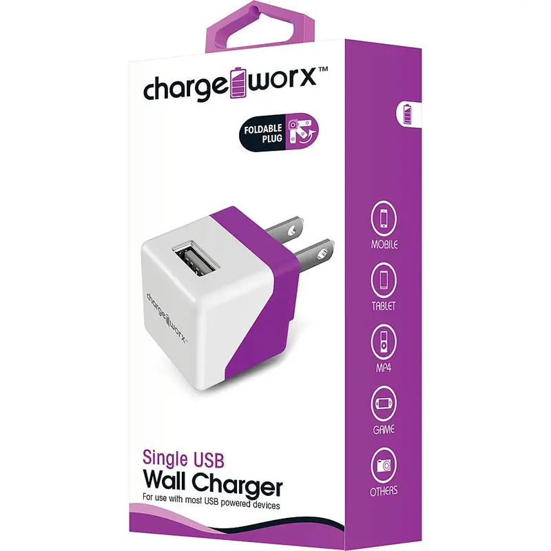 Single Usb Wall Charger, Violet 1