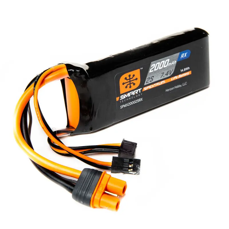 Spektrum Rc 7.4V 2000Mah 2S 15C Smart Lipo Receiver Battery: Universal Receiver, Ic3 1