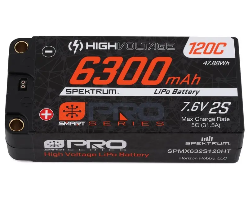 Spektrum Rc 7.6V 6300Mah 2S 120C Smart Pro Race Shorty Hardcase Lihv Battery: Tubes, 5Mm 1