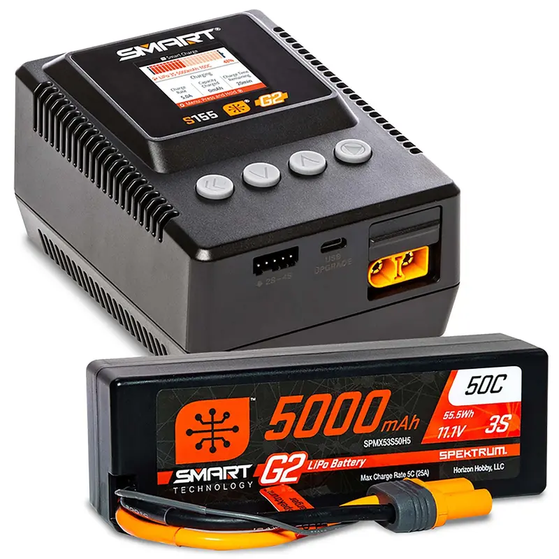 Spektrum Smart 3S Powerstage Surface Bundle: 5000Mah 3S Lipo Battery / S155 Charger 1