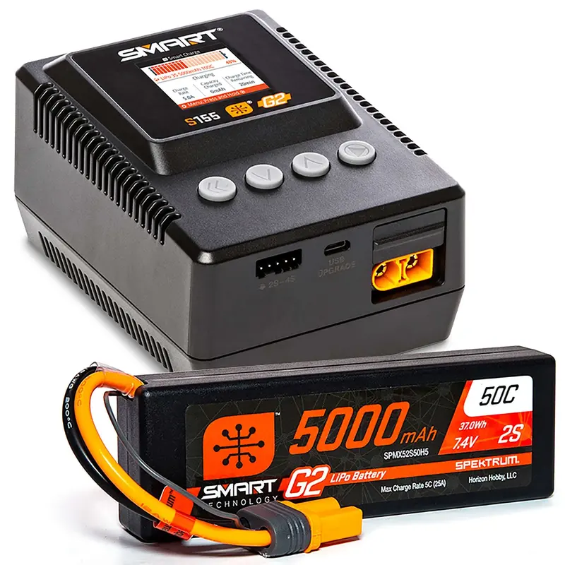 Spektrum Smart Powerstage Surface Bundle: 5000Mah 2S Lipo Battery / S155 Charger 1