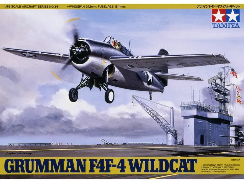 Tamiya 1/48 Grumman F4f-4 Wildcat Model Airplane Kit 1
