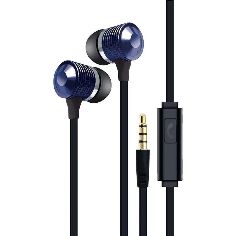 Tangle-Eree Stereo Earbuds W/Mic, Blue 1