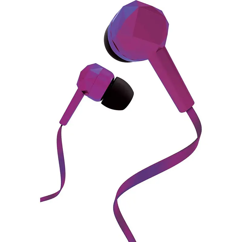 Tangle-Free Stereo Earbuds W/Mic, Purple 1
