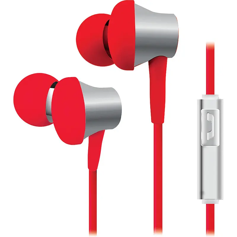 Tangle-Free Stereo Earbuds W/Mic, Red 1