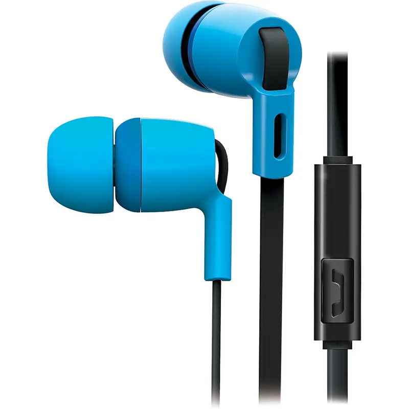Tangle-Free Stereo Earbuds With Bilt In Mic, Blue 1