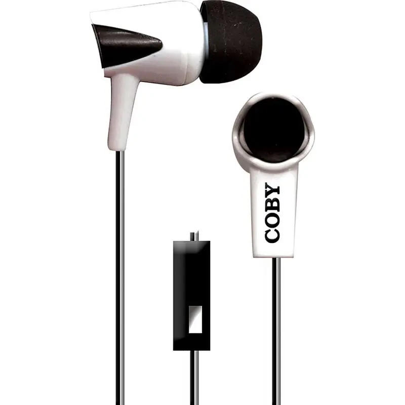 Tangle-Free Two-Tone Flat Cable Stereo Earbuds, White 1