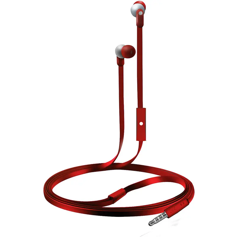 Tangle Free Wave Stereo Earbuds, Red 1