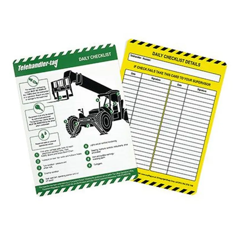 Telehandler Tag Insert - Pack 10 1
