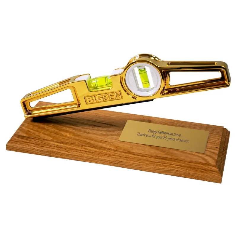 'The Ultimate' Bigben 24 Carat Gold Plated Induction Level With Wood Presentation Stand & Engraved Brass Plaque 1