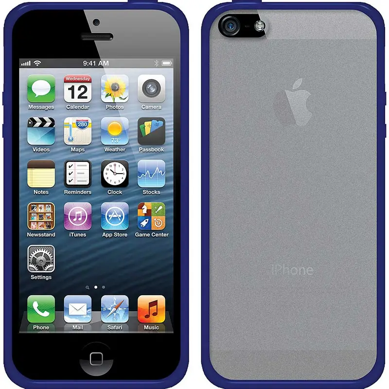 Tpu Polycarbonate Snap On Hybrid Case For Iphone 5, Clear/Blue 1