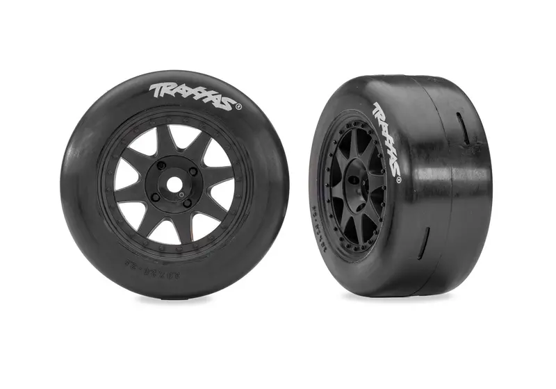 Traxxas Black Rear Mini Rally Wheels W/ Slick Tires (Soft) (2) 1