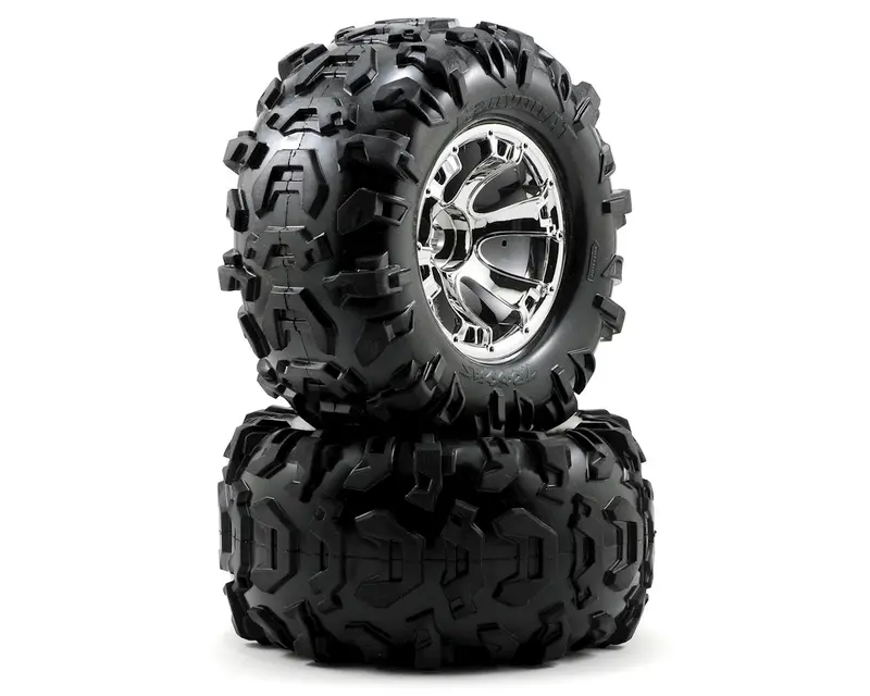 Traxxas Canyon 3.8" Pre-Mounted Tires W/Geode Wheels (2) (Summit) (Chrome) 1