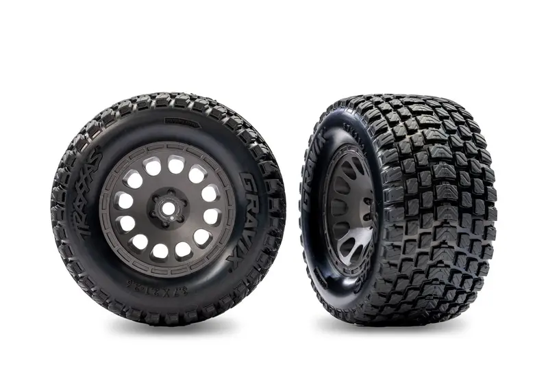Traxxas Gray Rear Mini Xrt Wheels W/ Gravix Tires (2) 1