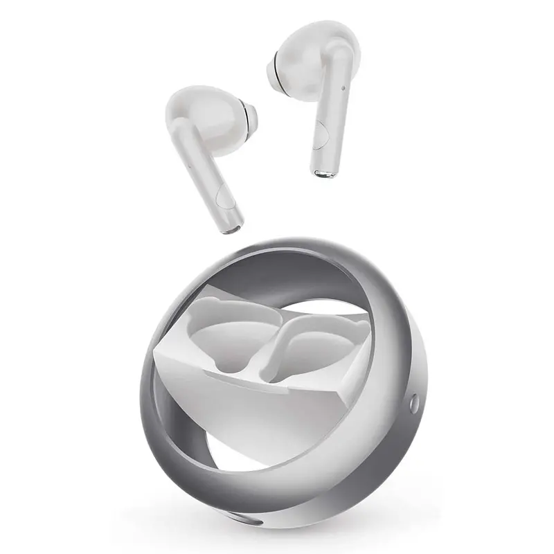 True Wireless Earbuds With Rotating Case, White 1