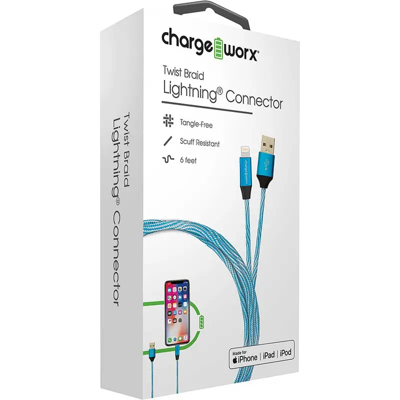 Twist Braid Lightning Connector, Blue 1