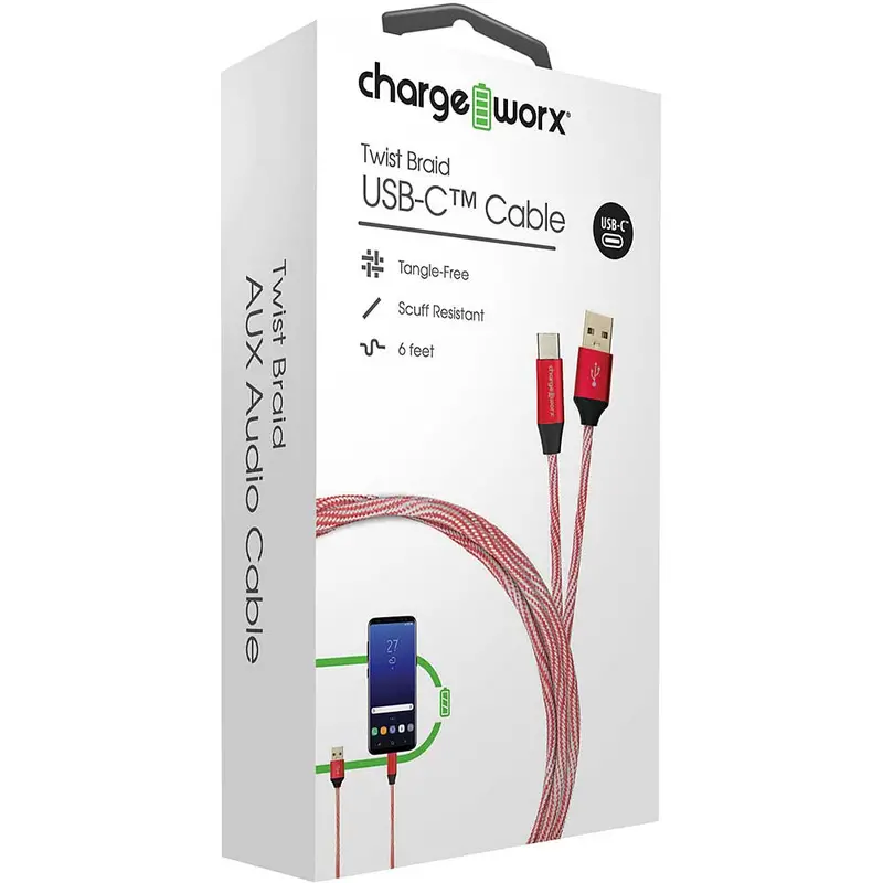 Twist Braid Ucb-C Cable, Red 1