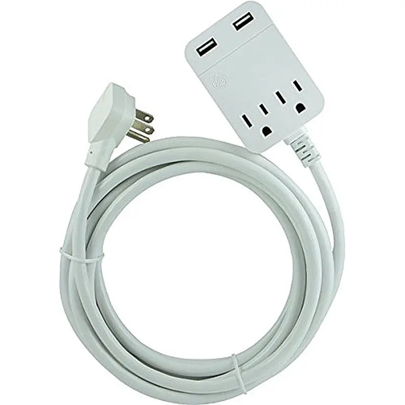 Usb Charging Extension Cord With Surge Protection, White 1