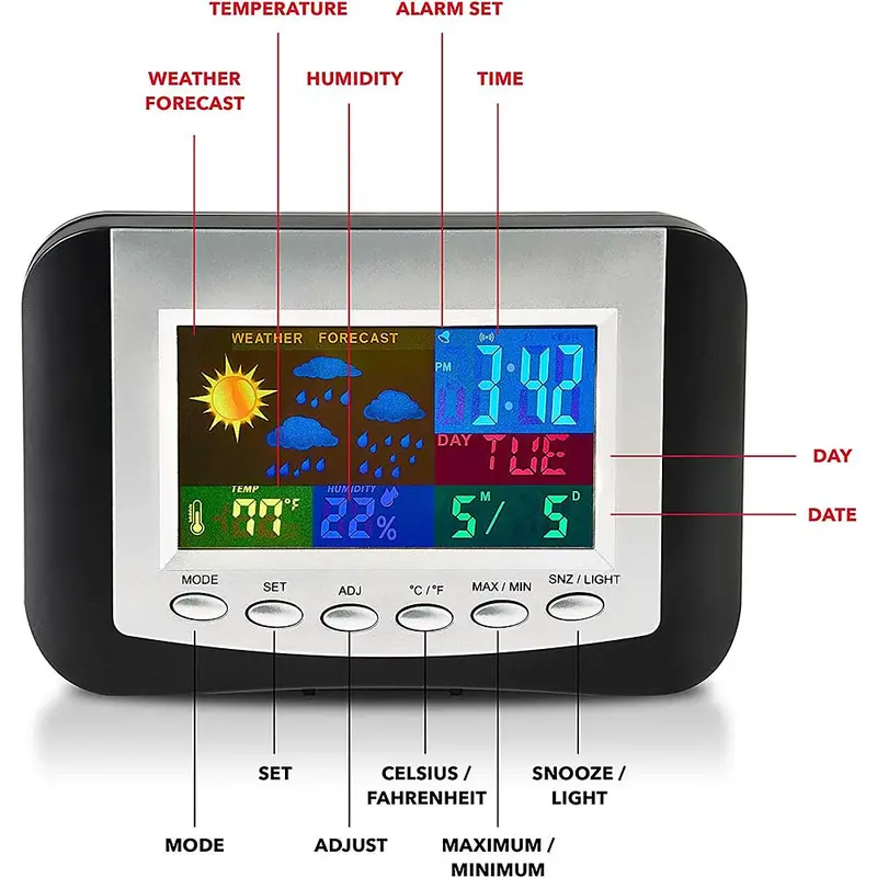 Weather Station Alarm Clock With Full-Color Display 1