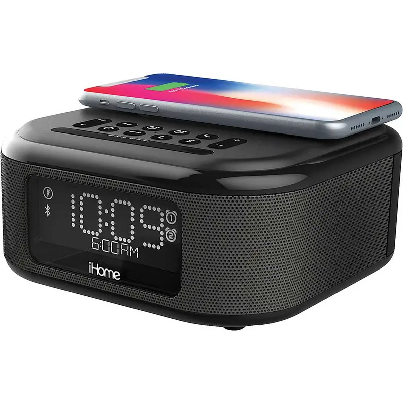 Wireless Charging Bluetooth Alarm Clock With Speakerphone & Usb Port, Black 1