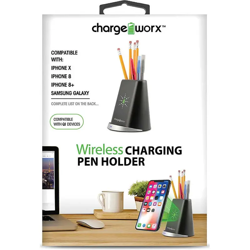 Wireless Charging Stand With Pen Holder, Black 1
