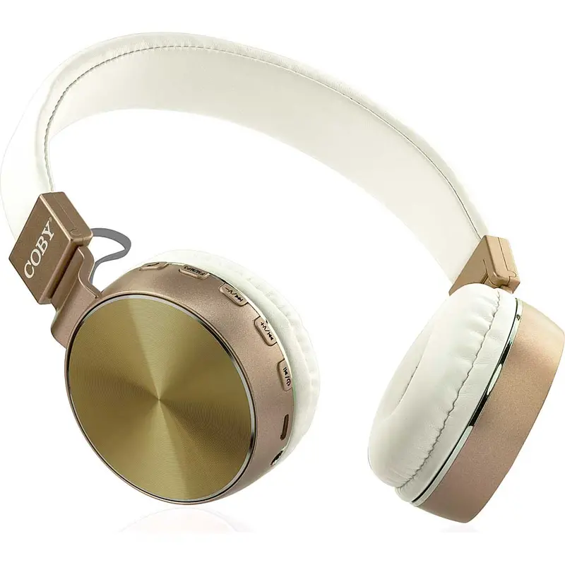 Wireless Folding Stereo Headphones, Gold/White 1