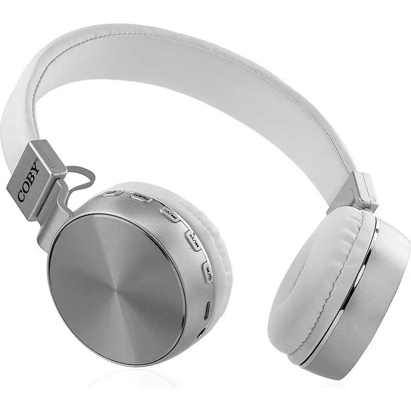 Wireless Folding Stereo Headphones, Silver/White 1