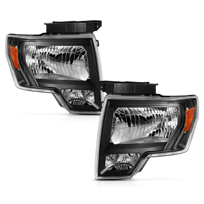 Anzo Usa Crystal Headlight Assembly With Black Housing And Amber Turn Signal 1