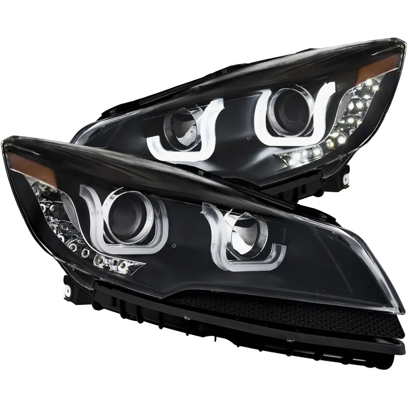 Anzo Usa Projector Headlight Set – Clear Lens, Black Housing, U-Bar Design 1