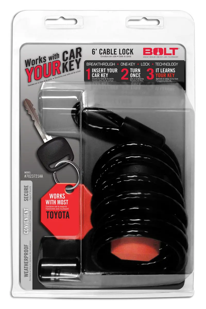 Bolt 7023721 6-Foot Cable Lock – Toyota-Specific Security Lock With Vinyl-Coated Cable 1