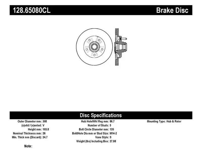 Stoptech 128.65080Cl Cryo-Treated Cross-Drilled Front Left Brake Rotor – Sport Series 1
