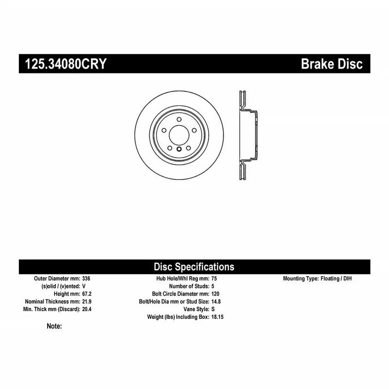Stoptech Cryostop High-Carbon Rear Rotor – Precision Cryogenically Treated For Enhanced Durability 1