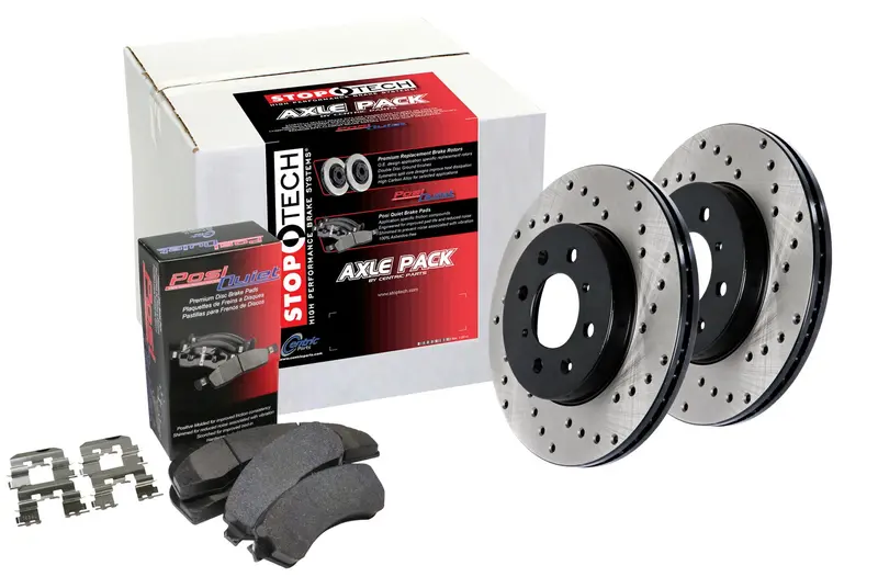 Stoptech Street Axle Pack – Drilled Front And Rear Brake Kit (936.40088) 1