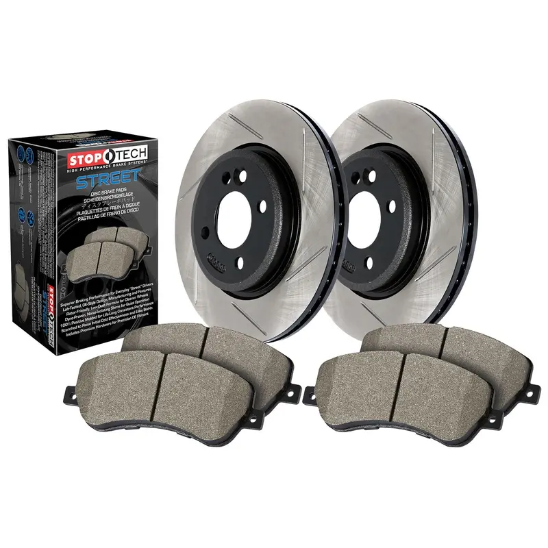 Stoptech Street Rear Brake Kit – Slotted Rotors With Caliper & Pad Assembly 1